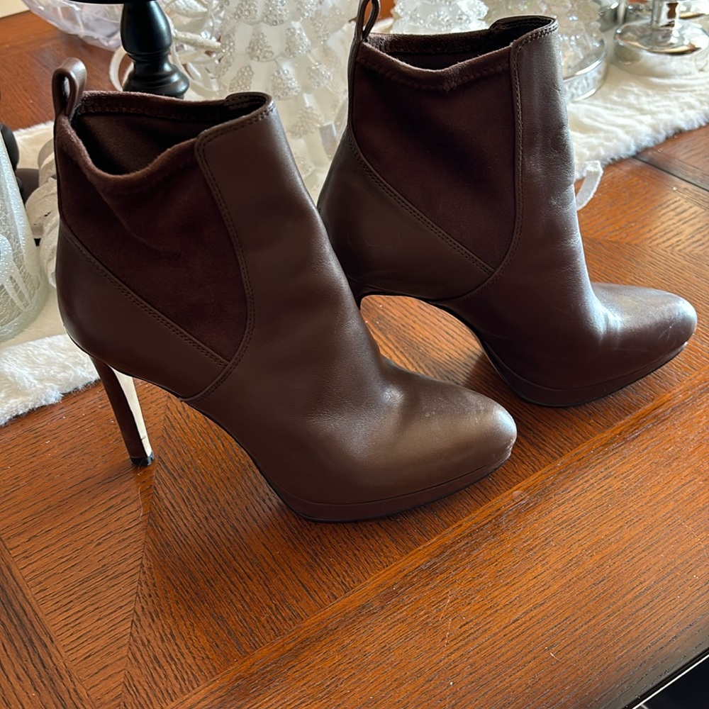 Brown Leather Ankle Boots with gussets